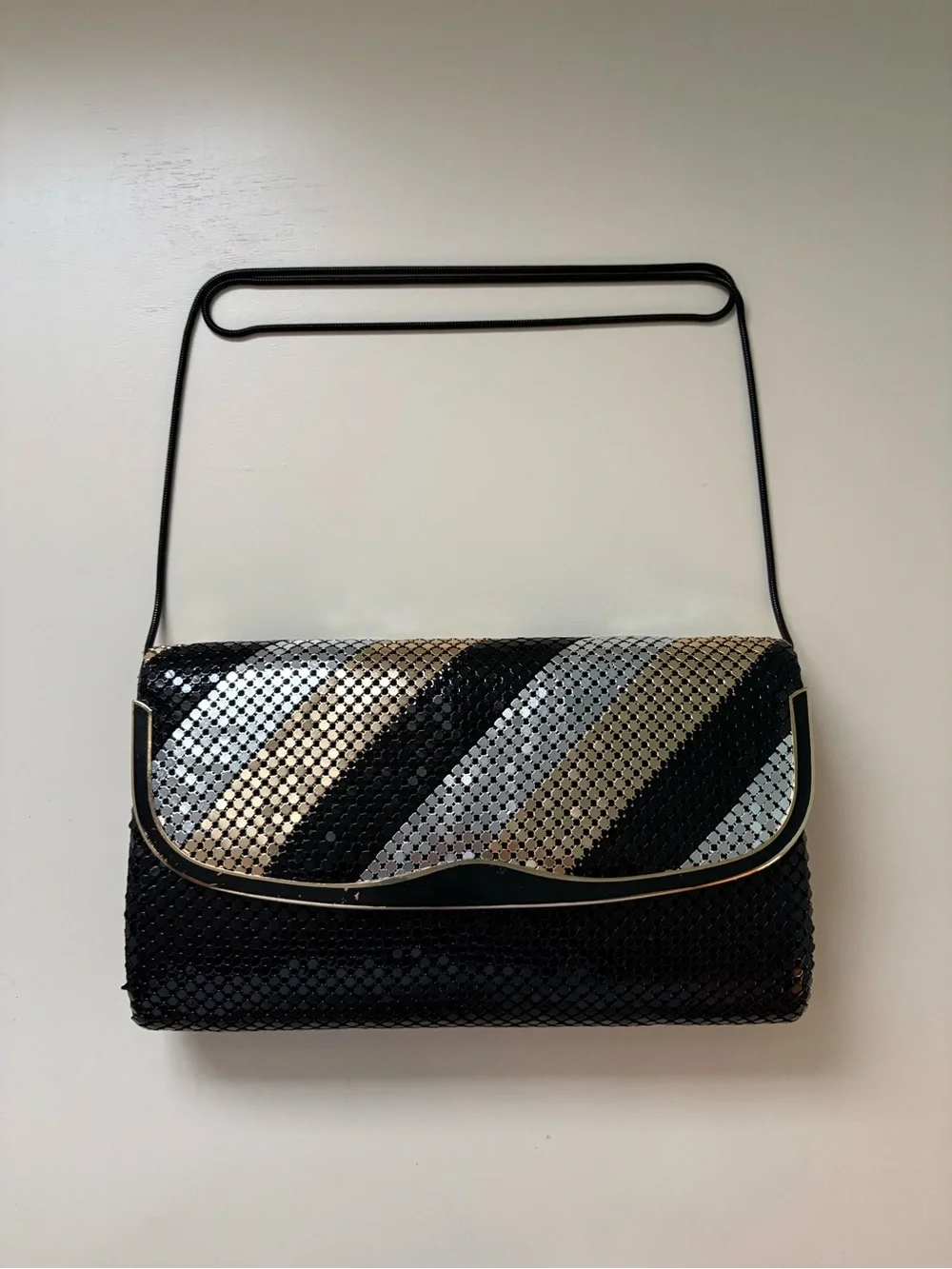 Black, Gold & Silver Sequin Evening Clutch/Cross Body Versatile Bag